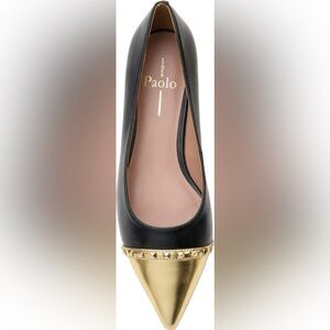 Paolo Black Leather Heels